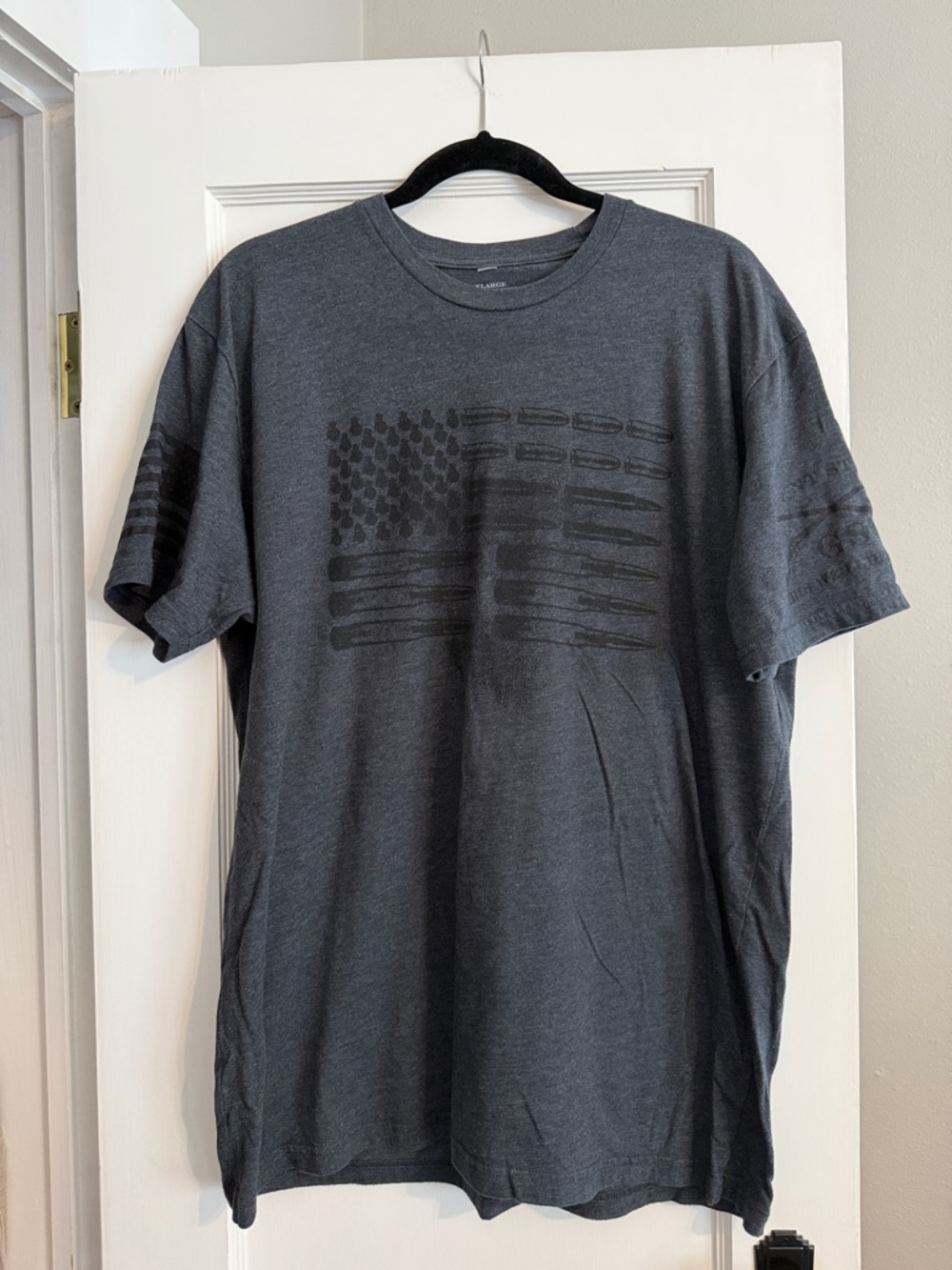 Grunt Style Charcoal Short Sleeve Tee with Subtle Flag Graphic